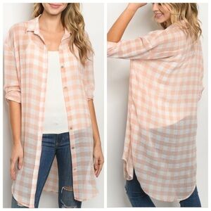 🆕Blush checkered top/coverup/ect